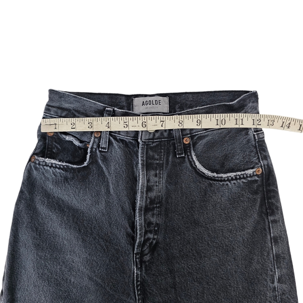 Agolde 90s Pinch Waist High Rise Straight Jean Black Washed Size 23 - Picture 4 of 7
